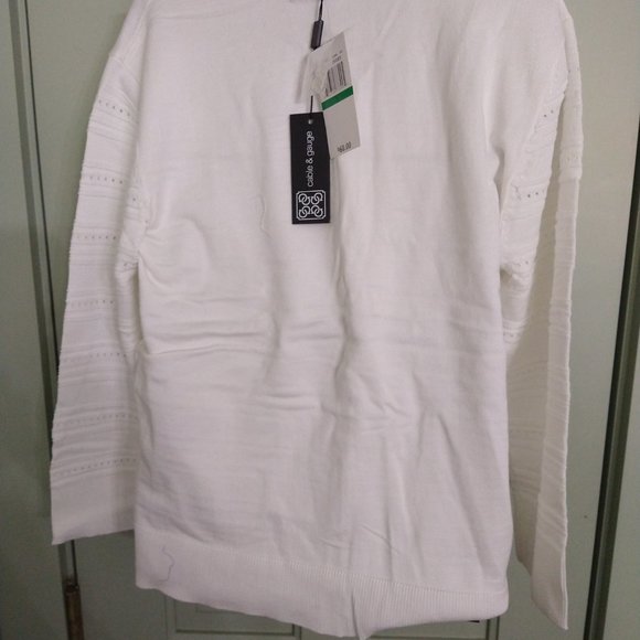 Cable & Gauge Lightweight Off-White 3/4 Sleeve Cardigan LG - Picture 2 of 4